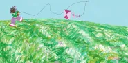 Childrens Drawing of a Child Flying a Kite 